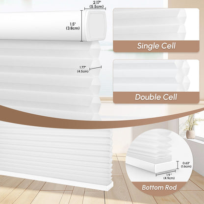 Kincmo No Drill Cellular Shades, Motorized Light Filtering