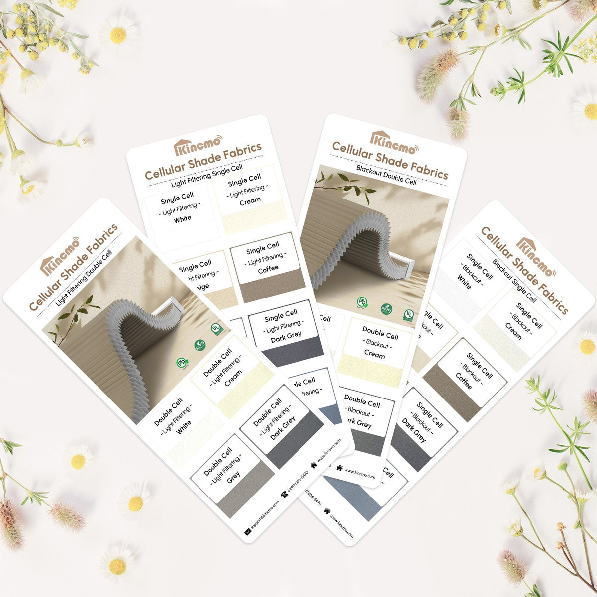 kincmo cellular shade fabric swatches