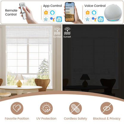 Kincmo Motorized Light Filtering Roller Shades 50% Blackout - Sheer