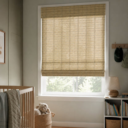 Kincmo Motorized Woven Wood Shades 50%/70%/100% Blackout - Organic Texture
