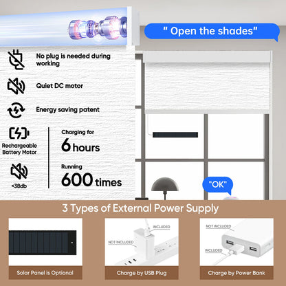 Kincmo Motorized Roller Shades 100% Blackout - Atlantic