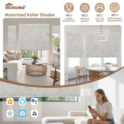Kincmo Motorized Roller Shades 100% Blackout - Mist