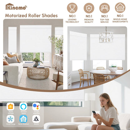 Kincmo Motorized Roller Shades 100% Blackout - Elegant