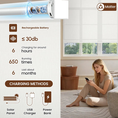 Kincmo Motorized Light Filtering Roller Shades 75% Blackout - Classic