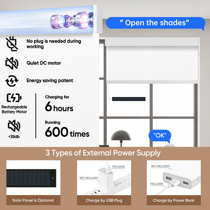 Kincmo Motorized Roller Shades 100% Blackout - WaterProof Vinyl
