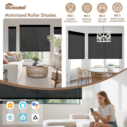 Kincmo Motorized UV Protection Solar Shades 0%/1%/3%/5% Openness