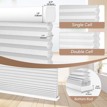 Kincmo No Drill Cellular Shades, Motorized 100% Blackout