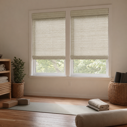 Kincmo Motorized Natural Woven Wood Shades 50%/70%/100% Blackout - Designer