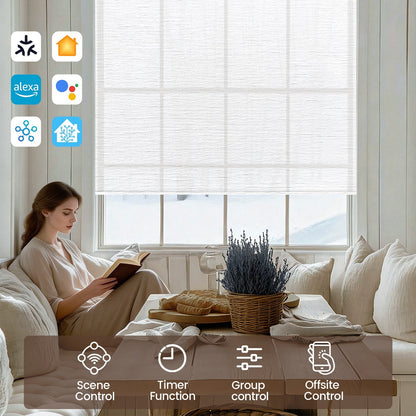Kincmo Motorized Light Filtering Roller Shades 60% Blackout - Atlantic