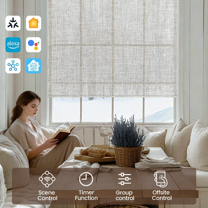 Kincmo No Drill Roller Shades, Motorized 75% Blackout Light Filtering - Mist