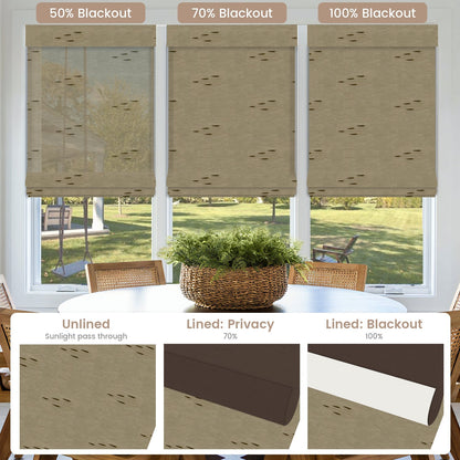 Kincmo Motorized Natural Woven Wood Shades 50%/70%/100% Blackout - Designer