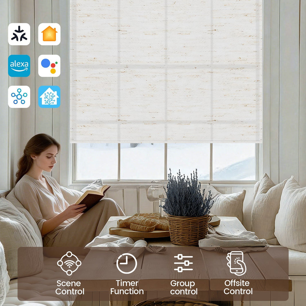 Kincmo No Drill & Drill Roller Shades, Motorized 50%/60%/70%/75% Blackout Light Filtering - All Colors