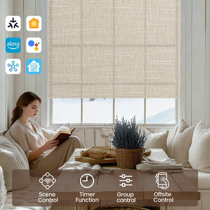 Kincmo No Drill Roller Shades, Motorized 70% Blackout Light Filtering - Aurora