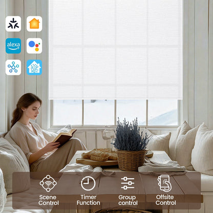 Kincmo No Drill Roller Shades, Motorized 75% Blackout Light Filtering - Elegant