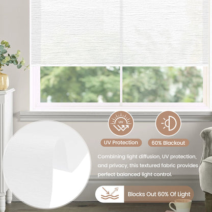 Kincmo No Drill Roller Shades, Motorized 60% Blackout Light Filtering - Atlantic