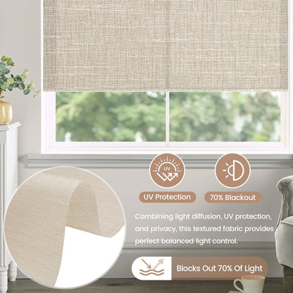 Kincmo No Drill Roller Shades, Motorized 70% Blackout Light Filtering - Aurora