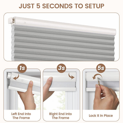 Kincmo No Drill Cellular Shades, Motorized 100% Blackout | Double-Cell