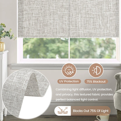 Kincmo No Drill Roller Shades, Motorized 75% Blackout Light Filtering - Mist