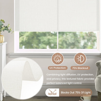 Kincmo Motorized Light Filtering Roller Shades 75% Blackout - Classic
