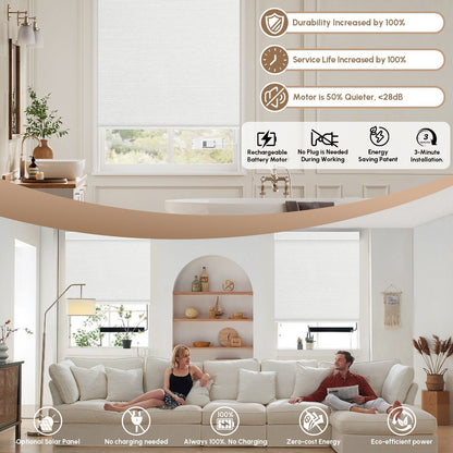 Kincmo Motorized Roller Shades 100% Blackout - Dreamy