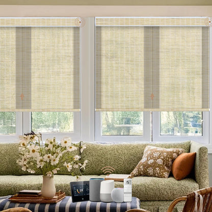 Kincmo No Drill Roller Shades, Motorized 50% Blackout Light Filtering - Woven