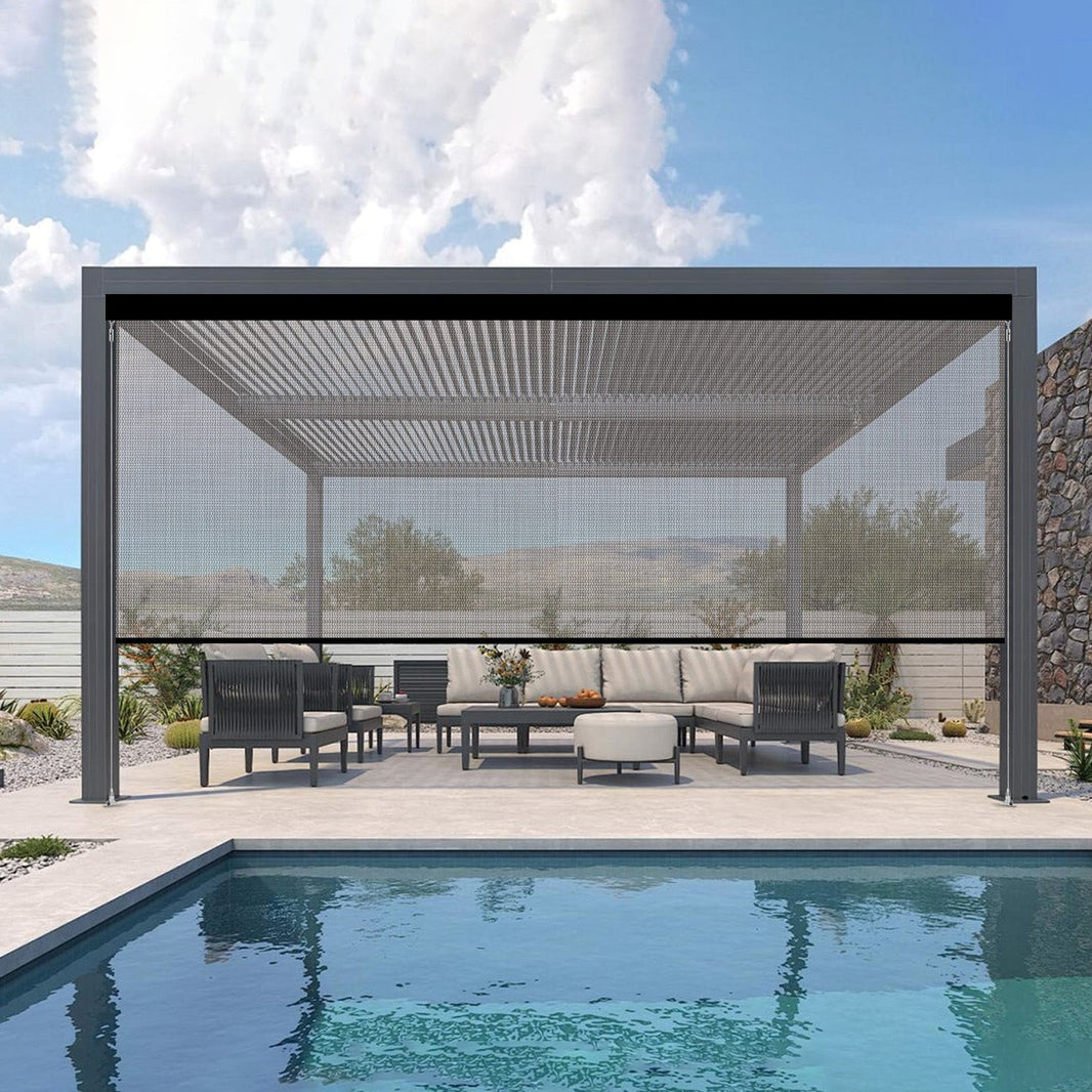 Kincmo Motorized Outdoor Shades 0%/1%/3%/5% Openness