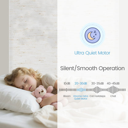 Kincmo No Drill Roller Shades, Motorized 75% Blackout Light Filtering - Linen