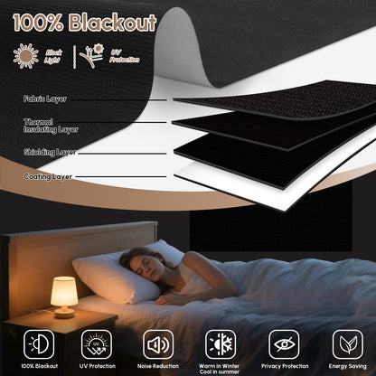Kincmo No Drill Roller Shades, Motorized 100% Blackout - Eclipse