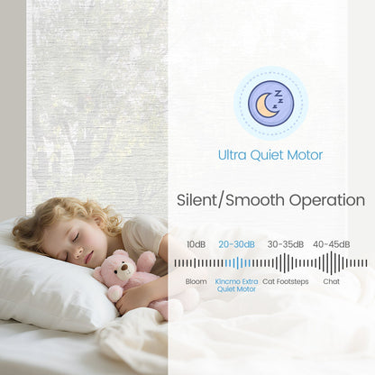 Kincmo No Drill Roller Shades, Motorized 60% Blackout Light Filtering - Atlantic