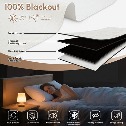 Kincmo No Drill Roller Shades, Motorized 100% Blackout - Linen