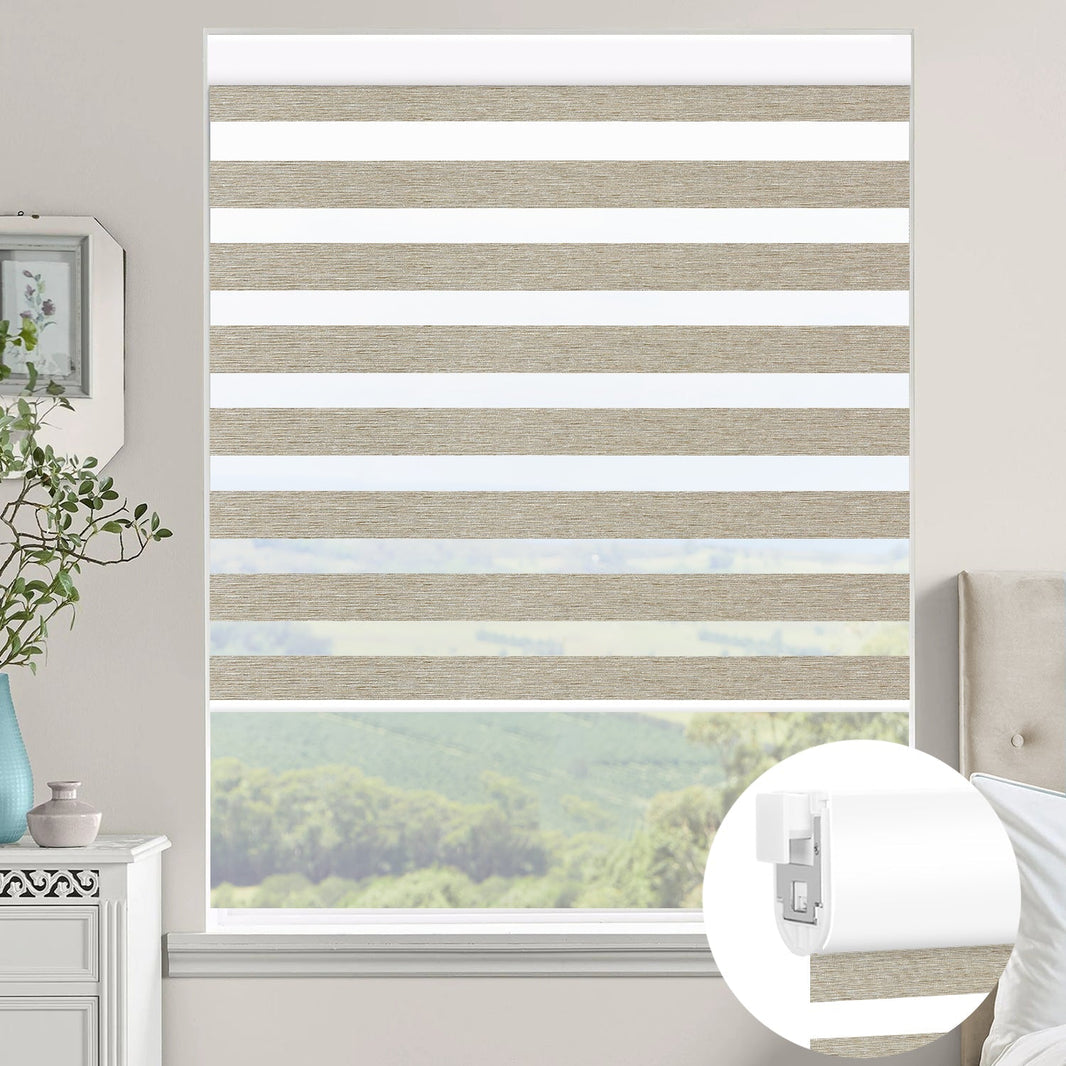 Kincmo No Drill Zebra Shades, Motorized 60/75% Blackout - Monet