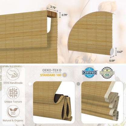 Kincmo Motorized 100% Bamboo Shades 50%/70%/100% Blackout - Pure Bamboo