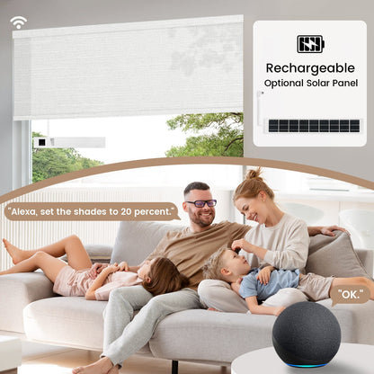 Kincmo No Drill Roller Shades, Motorized 75% Blackout Light Filtering - Dreamy