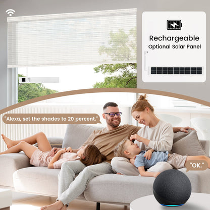 Kincmo No Drill Roller Shades, Motorized 50% Blackout Light Filtering - Woven