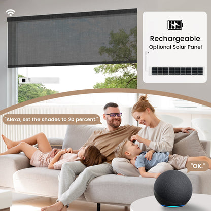 Kincmo Motorized Light Filtering Roller Shades 50% Blackout - Eclipse
