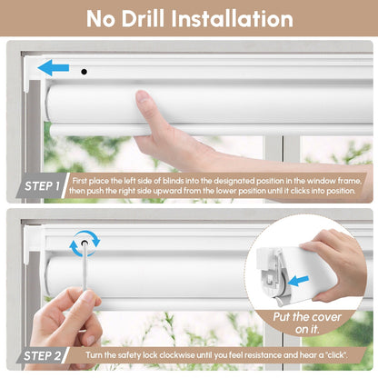 Kincmo No Drill Roller Shades, Motorized 100% Blackout - Groove