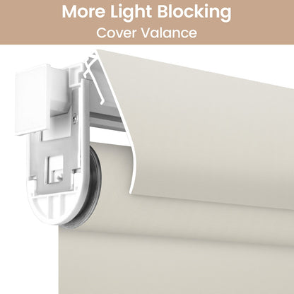 Kincmo No Drill Roller Shades, Motorized 100% Blackout - Pure
