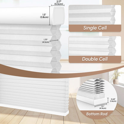 Kincmo No Drill Cellular Shades, Motorized 100% Blackout | Double-Cell