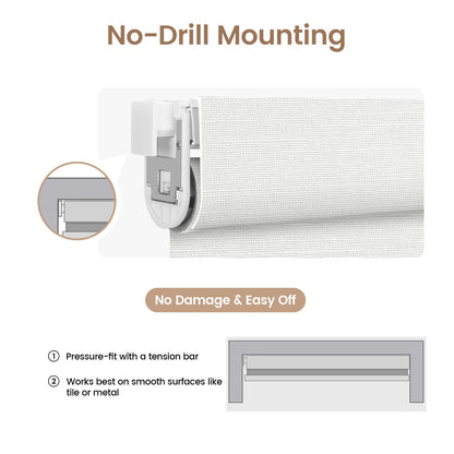 Kincmo No Drill Roller Shades, Motorized 100% Blackout - Dreamy