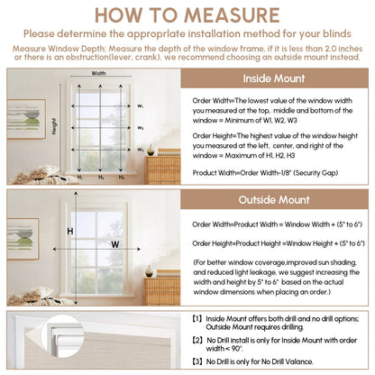 Kincmo No Drill Roller Shades, Motorized 100% Blackout - Weave