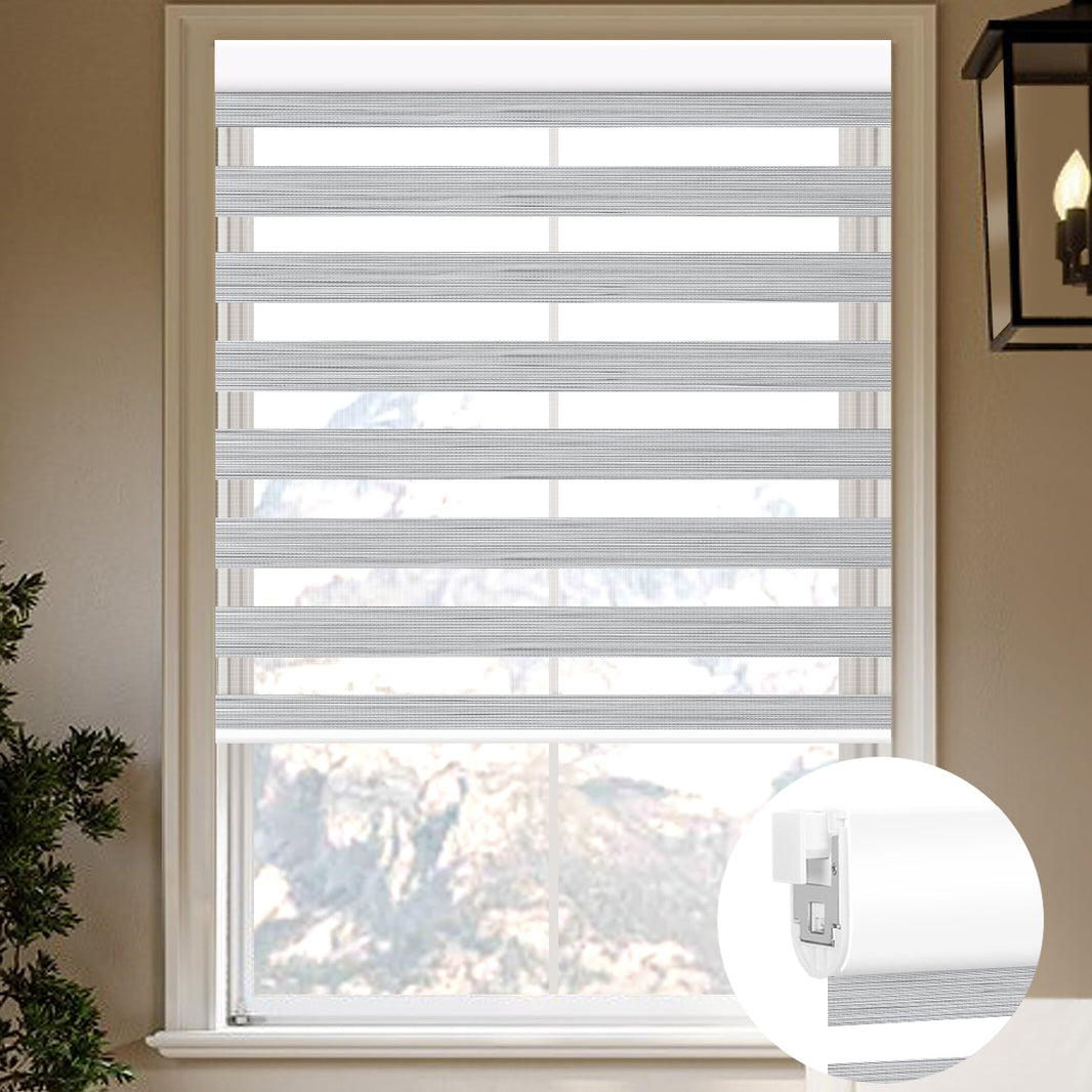 Kincmo No Drill Zebra Shades, Motorized 90% Blackout - Flow