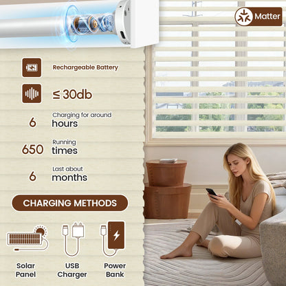 Kincmo Motorized Light Filtering Sheer Shades 75% Blackout - Linen