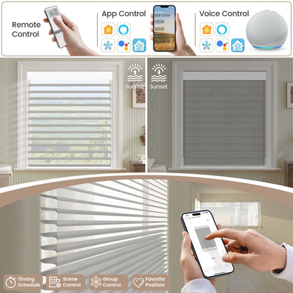 Kincmo Motorized Room Darkening Sheer Shades 90% Blackout - Muse