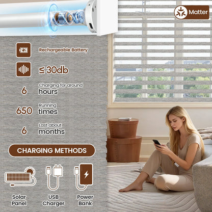 Kincmo Motorized  Sheer Shades 100% Blackout - Muse