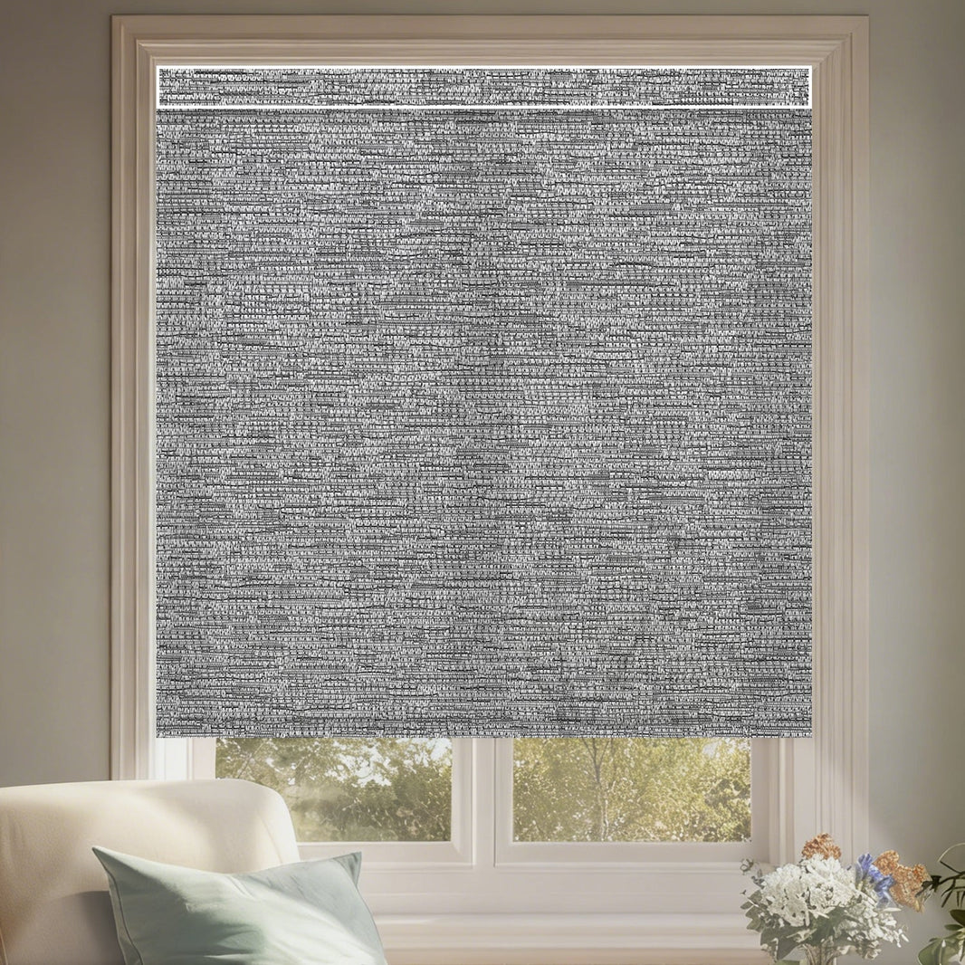 Kincmo Motorized Light Filtering Roller Shades 70% Blackout - Aqua Waves