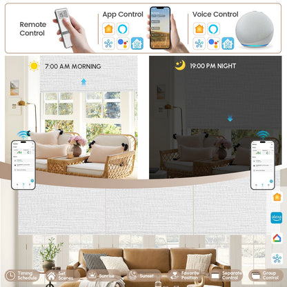 Kincmo Motorized Roller Shades 100% Blackout - Aqua Waves