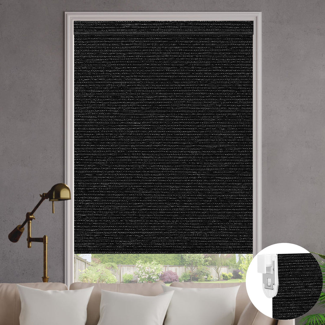 Kincmo No Drill Roller Shades, Motorized 100% Blackout - Atlantic