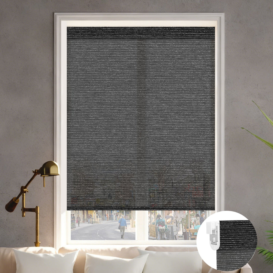 Kincmo No Drill Roller Shades, Motorized 60% Blackout Light Filtering - Atlantic
