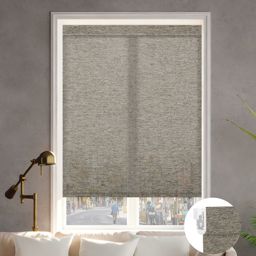 Kincmo No Drill Roller Shades, Motorized 60% Blackout Light Filtering - Atlantic