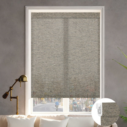 Kincmo No Drill Roller Shades, Motorized 60% Blackout Light Filtering - Atlantic